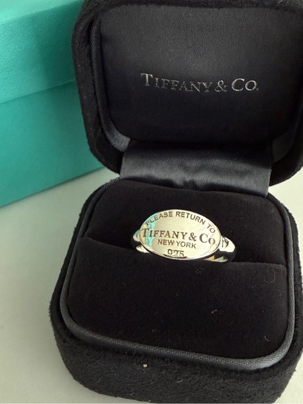 Size 7 Tiffany & Co. Oval Tag Signet Ring - Please Return To Tiffany